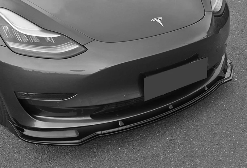 For 2017-2023 Tesla Model 3 Sedan Painted Black Front Bumper Body Splitter Spoiler Lip 3PCS - Image 5