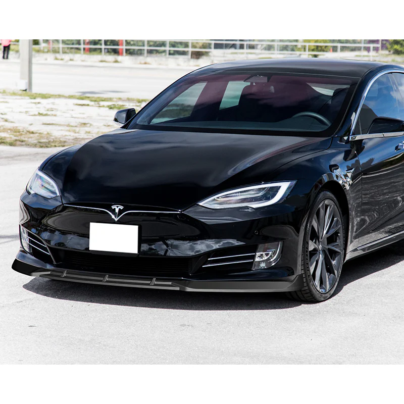 For 2016-2020 Tesla Model S STP-Style Matte Black Front Bumper Body Splitter Spoiler Lip 3PCS - Image 5