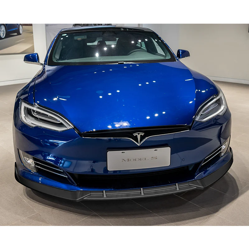 For 2016-2020 Tesla Model S STP-Style Matte Black Front Bumper Body Splitter Spoiler Lip 3PCS - Image 6