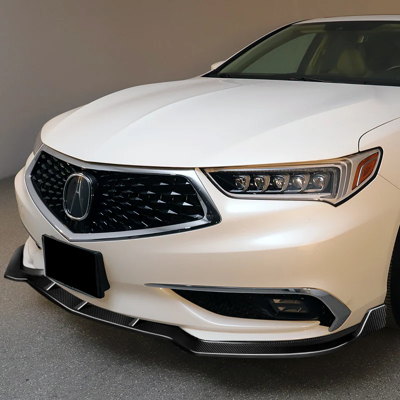 For 2018-2020 Acura TLX STP-Style Carbon Fiber Front Bumper Body Splitter Spoiler Lip 3PCS - Image 5