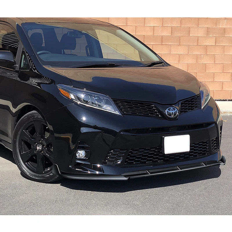 For 2018-2020 Toyota Sienna Painted Black MP-Style Front Bumper Body Splitter Spoiler Lip 3PCS - Image 6
