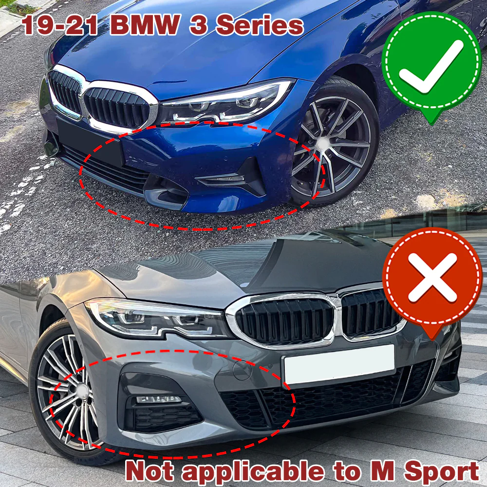 For 2019-2022 BMW G20 G21 3-Series Sport-Line Matte Black Front Bumper Body Splitter Spoiler Lip 3PCS - Image 6