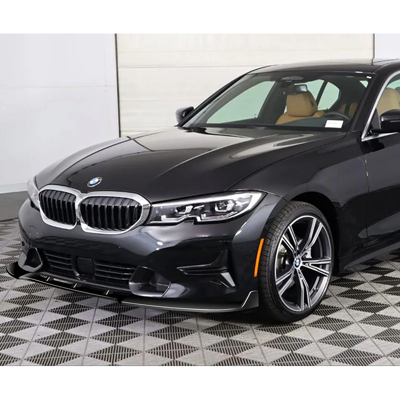For 2019-2022 BMW G20 G21 3-Series Sport-Line Painted Black Front Bumper Body Splitter Spoiler Lip 3PCS - Image 5