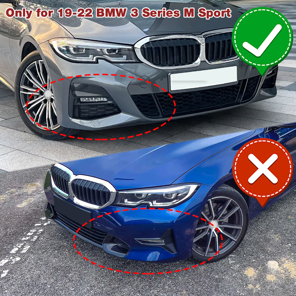 For 2019-2022 BMW G20 M-Sport M340i Painted Black 3PCS Front Bumper Splitter Spoiler Lip - Image 6