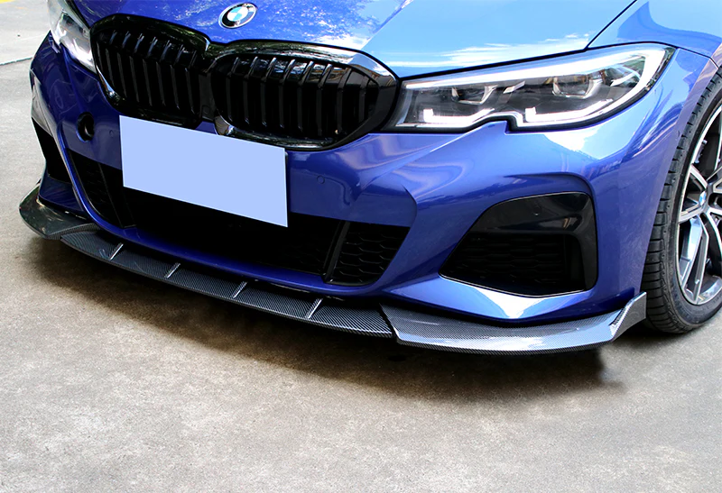 For 2019-2022 BMW G20 M-Sport M340i Carbon Look Front Bumper Body Splitter Spoiler Lip 3PCS - Image 5