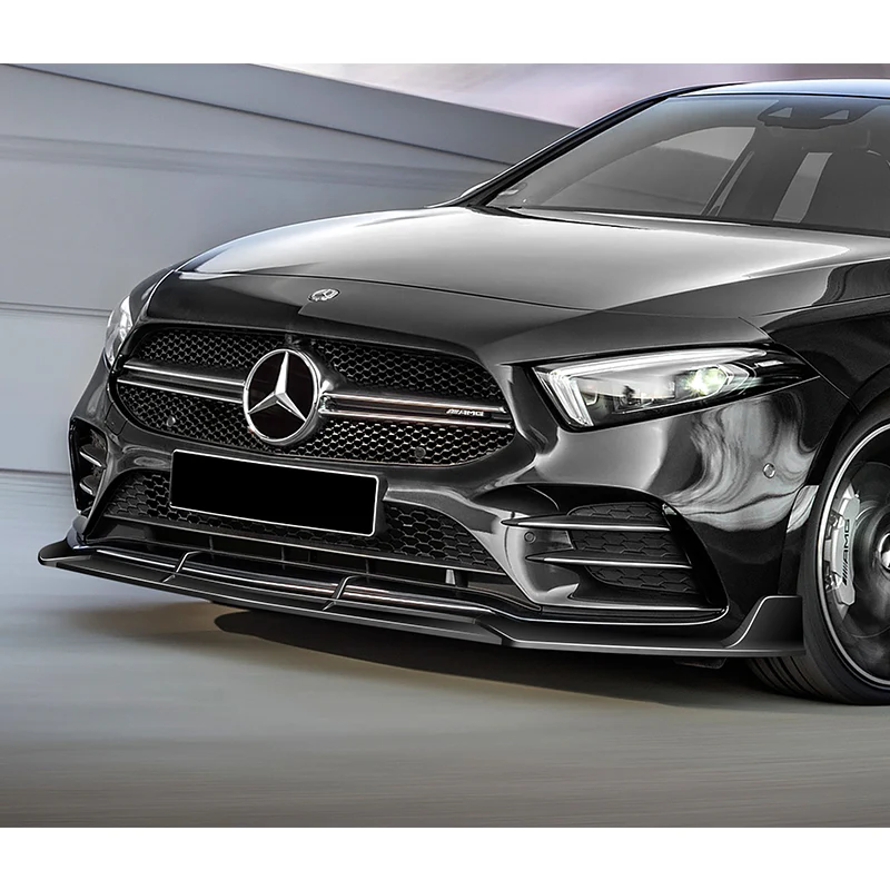 For 2019-2023 Mercedes-Benz A-Class AMG W177 Painted Black Front Bumper Body Splitter Spoiler Lip 3PCS - Image 5