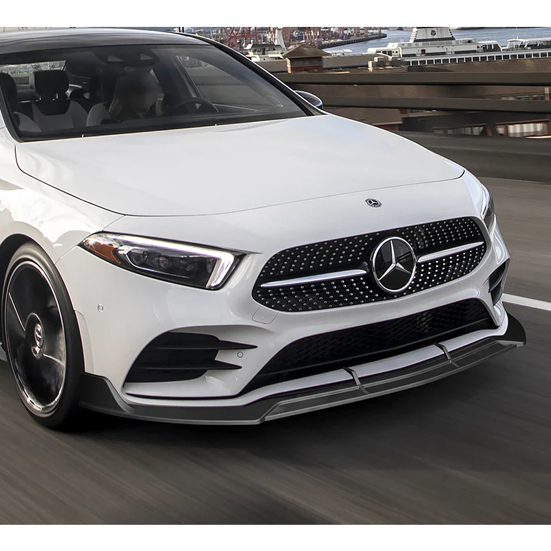 For 2019-2023 Mercedes-Benz A-Class AMG W177 Unpainted Matte Black Front Bumper Body Splitter Spoiler Lip 3PCS - Image 5