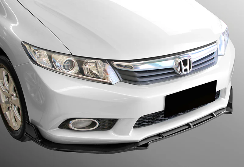For 2012 Honda Civic 4DR 9Th JDM CS-Style Painted Black Front Bumper Body Splitter Spoiler Lip 3PCS - Image 5