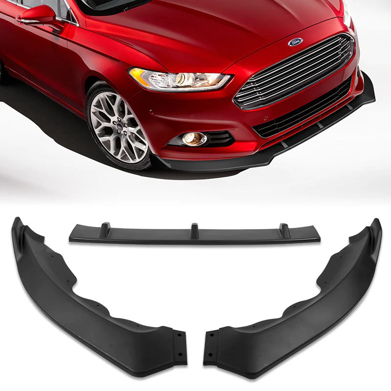For 2013-2016 Ford Fusion Mondeo Matte Black Front Bumper Body Splitter Spoiler Lip 3PCS - Image 5