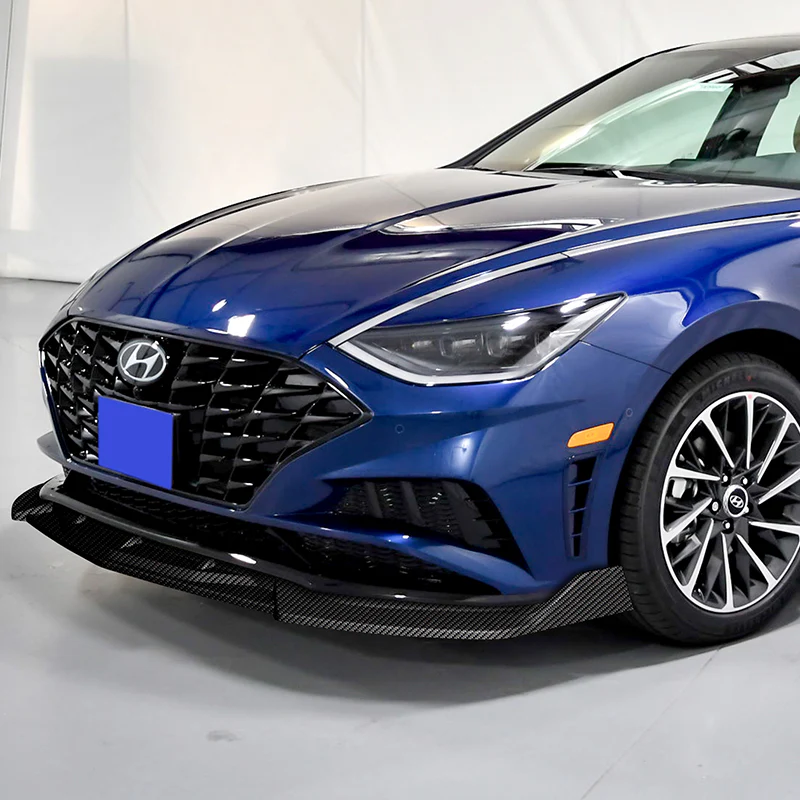 For 2020-2023 Hyundai Sonata CK-Style JDM Carbon Look Front Bumper Body Splitter Spoiler Lip 3PCS - Image 5