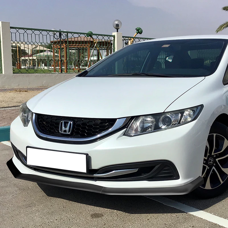 For 2013-2015 Honda Civic 4DR Black Aero-Style Front Bumper Body Splitter Spoiler Lip 3PCS - Image 5
