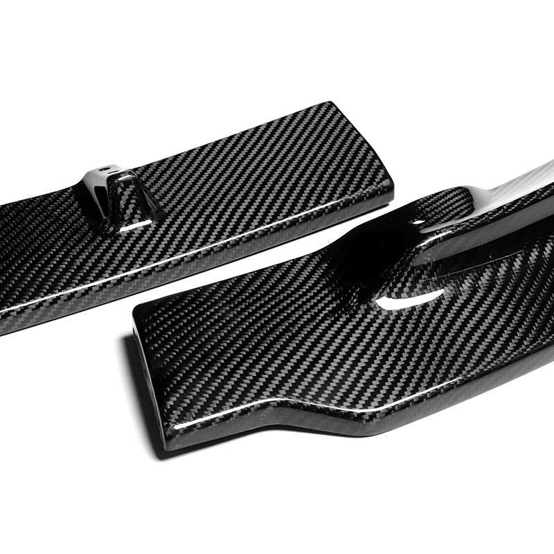 For 2020-2025 Tesla Model Y Real Carbon Fiber Front Bumper Body Splitter Spoiler Lip 3PCS - Image 2