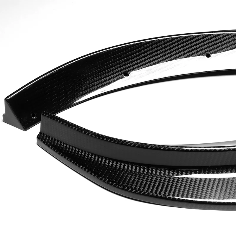 For 2020-2025 Tesla Model Y Real Carbon Fiber Front Bumper Body Splitter Spoiler Lip 3PCS - Image 3