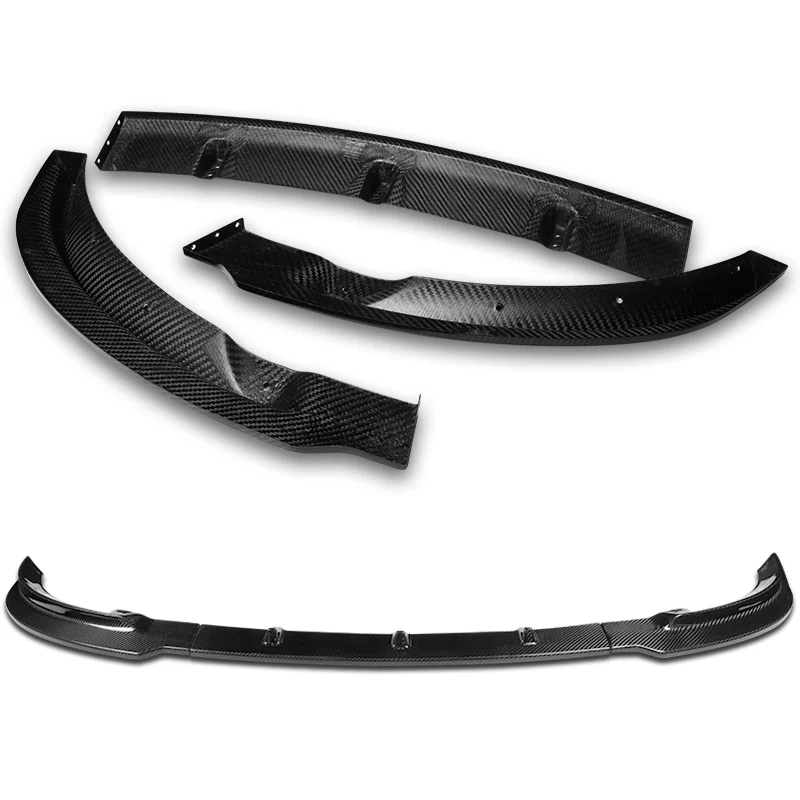 For 2020-2025 Tesla Model Y Real Carbon Fiber Front Bumper Body Splitter Spoiler Lip 3PCS - Image 4
