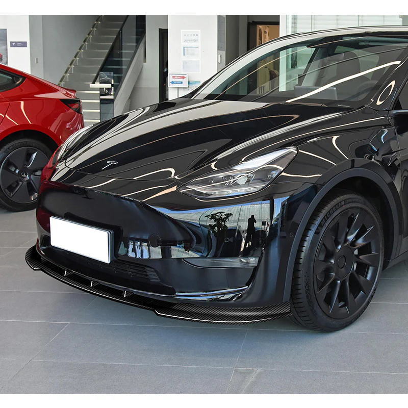 For 2020-2025 Tesla Model Y Real Carbon Fiber Front Bumper Body Splitter Spoiler Lip 3PCS - Image 5