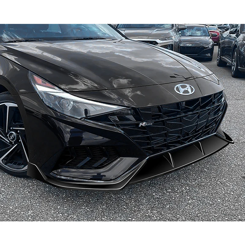 For 2021-2023 Hyundai Elantra N-Line Painted Black Front Bumper Body Splitter Spoiler Lip 3PCS - Image 5
