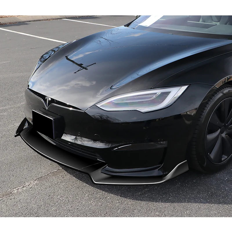 For 2021-2025 Tesla Model S Painted Black Front Bumper Body Splitter Spoiler Lip 3PCS - Image 5