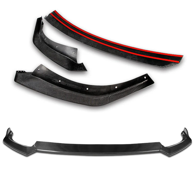 For 2021-2025 Tesla Model S Carbon Fiber Front Bumper Body Splitter Spoiler Lip 3PCS - Image 4