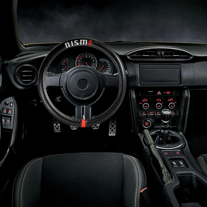 For all NISMO Nissan 15" Diameter Car Steering Wheel Cover Carbon Fiber Look Leather X1 - Image 6