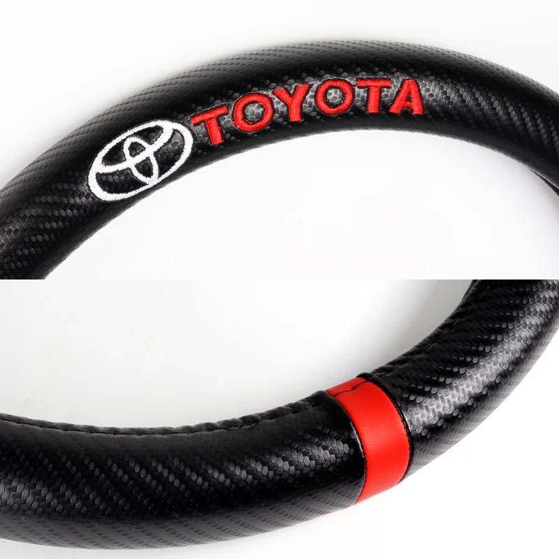 For all TOYOTA 15" Diameter Car Steering Wheel Cover Carbon Fiber Look Leather X1 - Image 5