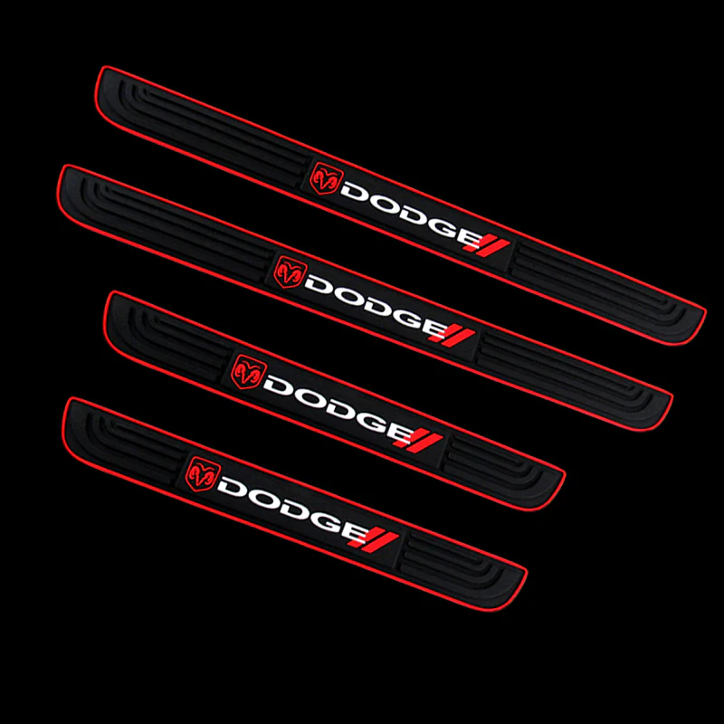 For DODGE 4PCS Red Border Rubber Car Door Scuff Sill Cover Panel Step Protector - Image 3
