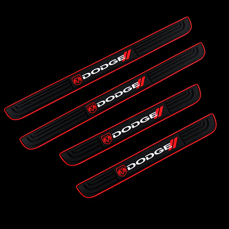 For DODGE 4PCS Red Border Rubber Car Door Scuff Sill Cover Panel Step Protector - Image 5