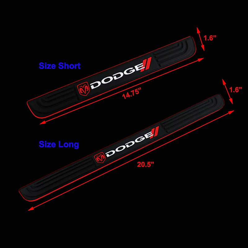 For DODGE 4PCS Red Border Rubber Car Door Scuff Sill Cover Panel Step Protector - Image 6