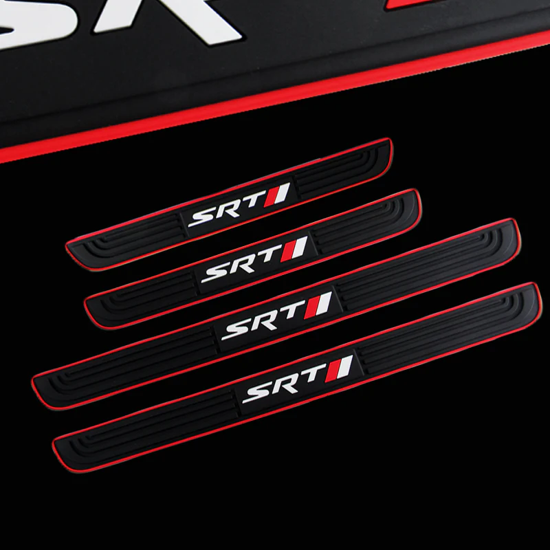 For Dodge SRT 4PCS Black Rubber Car Door Scuff Sill Cover Panel Step Protector - Image 3
