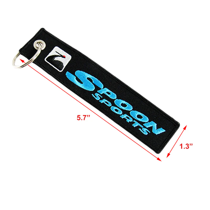 For DOUBLE SIDE EMBROIDERED TAG JDM SPOON SPORTS KEYCHAIN CELL HOLDER KEYRING X2 - Image 2