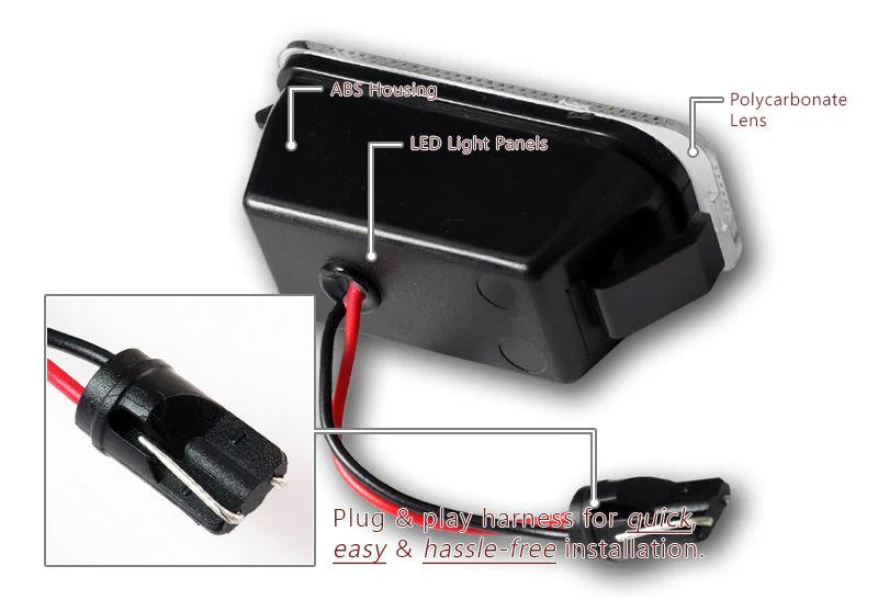 For Ford Edge C-Max Transit 150 250 350HD Jaguar White LED 6000K License Plate Lights with Bumper Badge Scratch Guard Sets - Image 3
