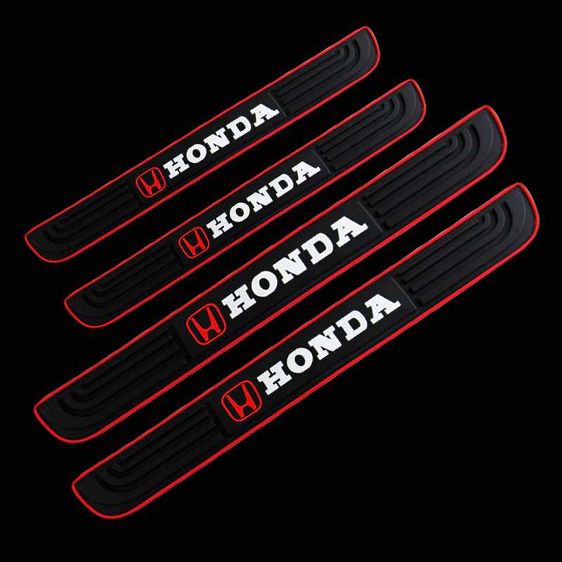 For Honda 4pcs Red Border Rubber Car Door Scuff Sill Cover Panel Step Protector - Image 3