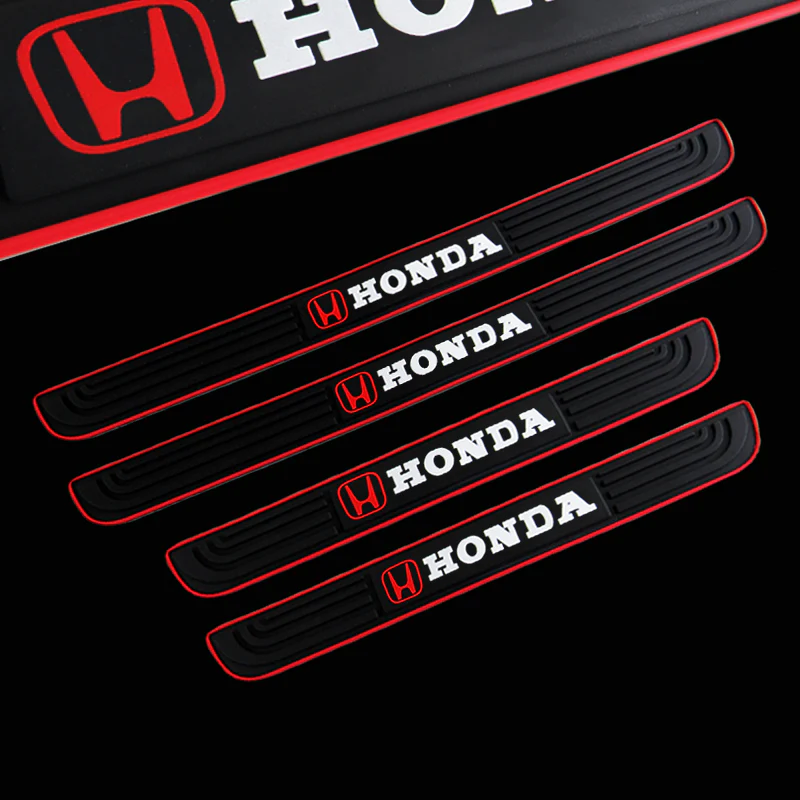 For Honda 4pcs Red Border Rubber Car Door Scuff Sill Cover Panel Step Protector - Image 6