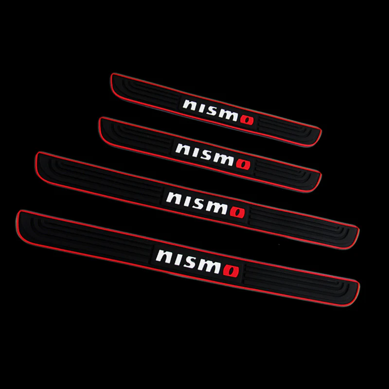 For JDM Nismo Red Trimmed Rubber Car Door Scuff Sill Cover Panel Step Protector 4PCS Set - Image 2