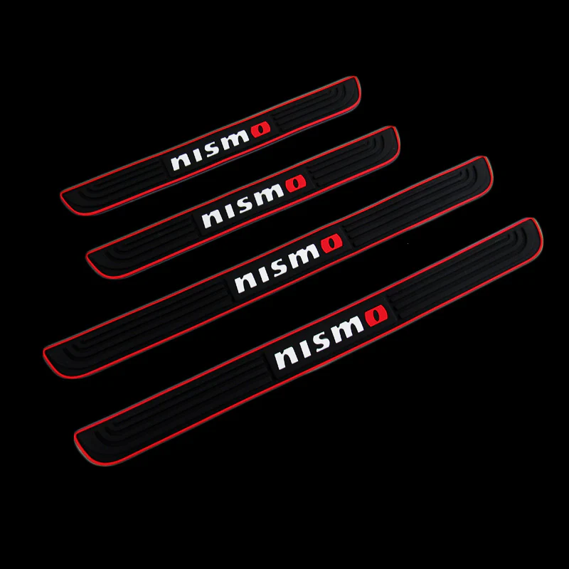 For JDM Nismo Red Trimmed Rubber Car Door Scuff Sill Cover Panel Step Protector 4PCS Set - Image 5