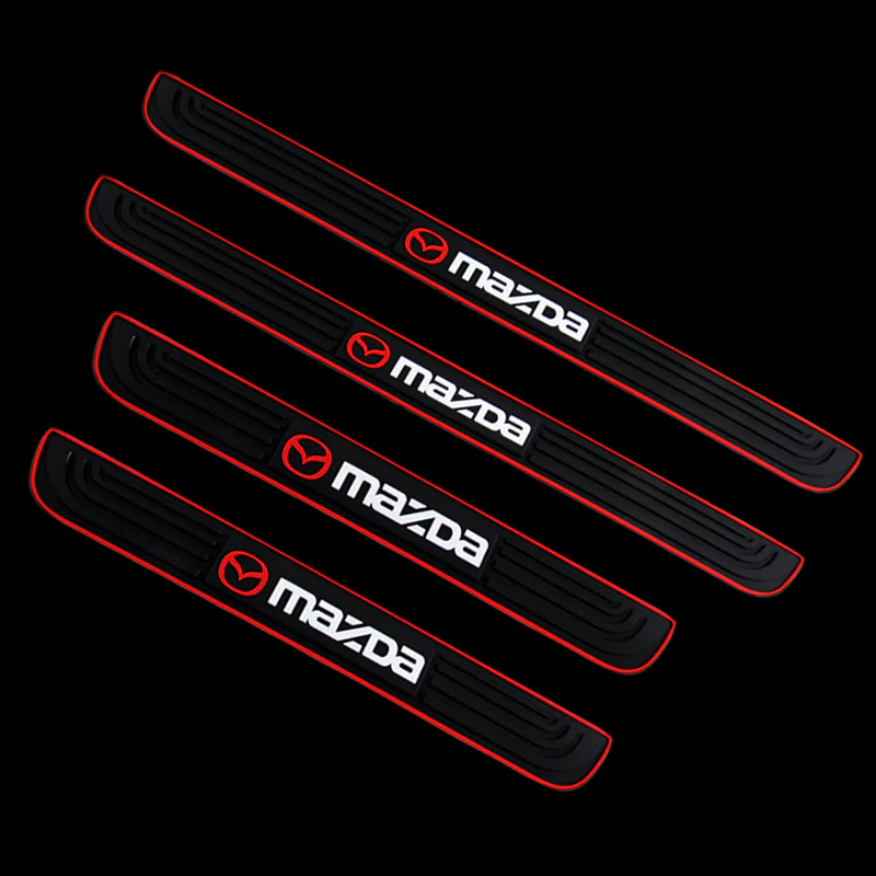 For Mazda Red trimmed Car Door Scuff Sill Cover Panel Step Rubber Protector NEW 4PCS - Image 4