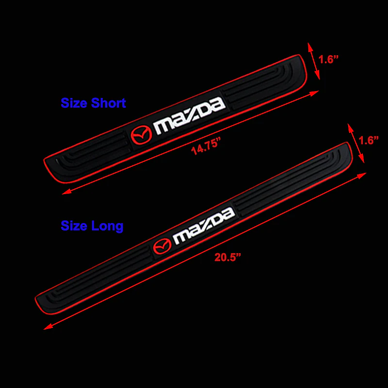 For Mazda Red trimmed Car Door Scuff Sill Cover Panel Step Rubber Protector NEW 4PCS - Image 5