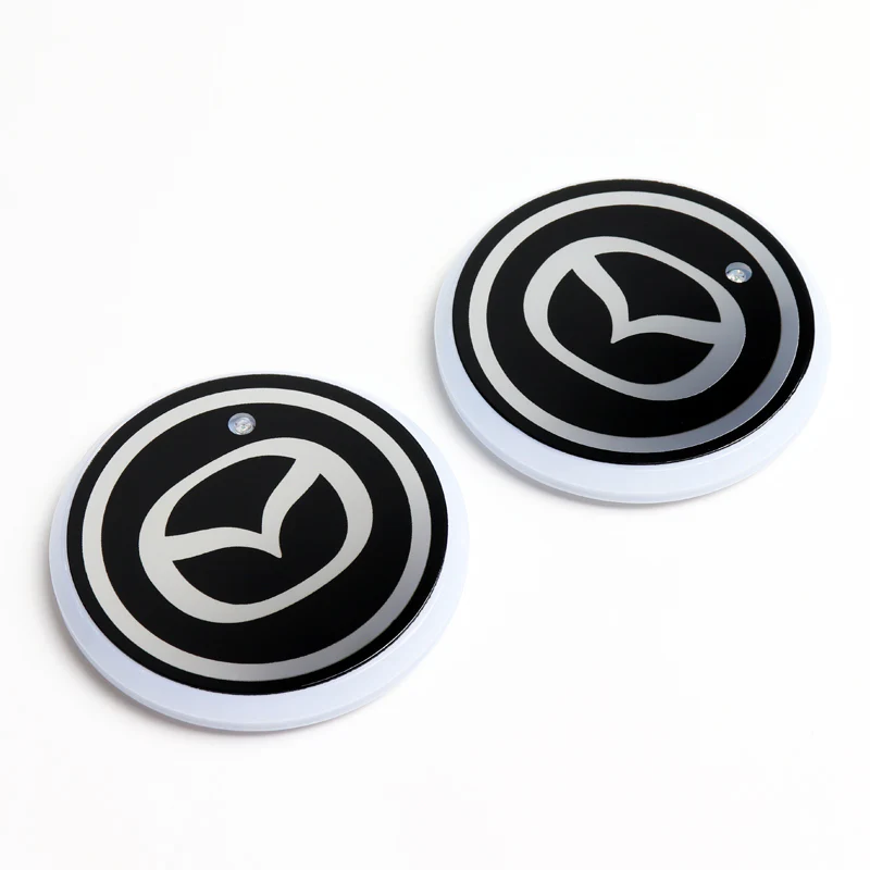For MAZDA Switchable 7 Color LED Cup Holder Car Button Mat Atmosphere Light 2PCS - Image 3