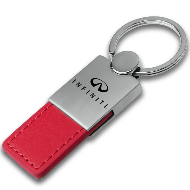 For INFINITI Logo Rectangular Authentic Red Leather Key Fob Keychain Key Tag New - Image 2