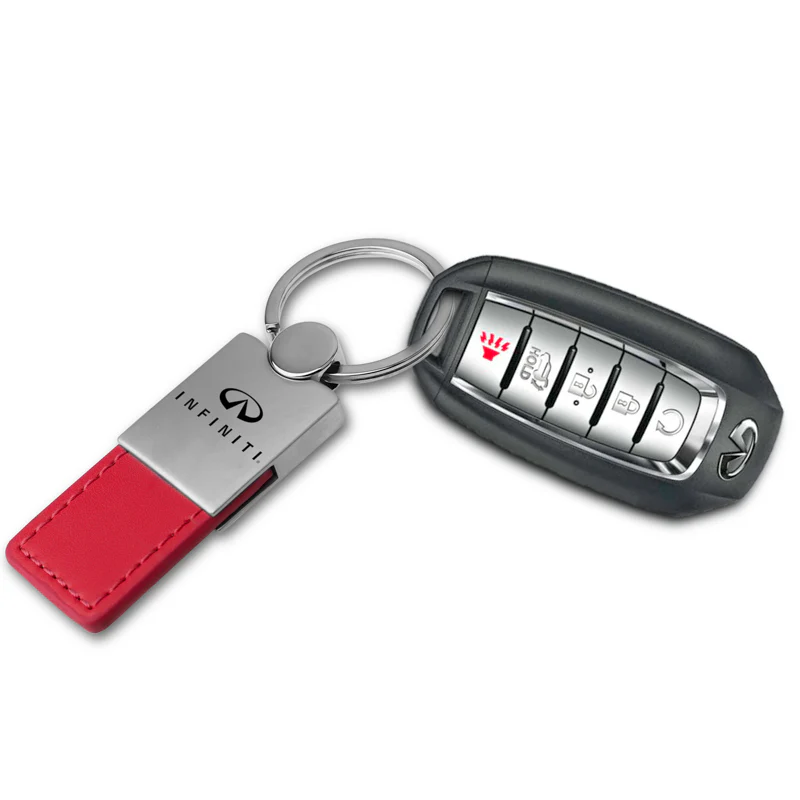 For INFINITI Logo Rectangular Authentic Red Leather Key Fob Keychain Key Tag New - Image 4