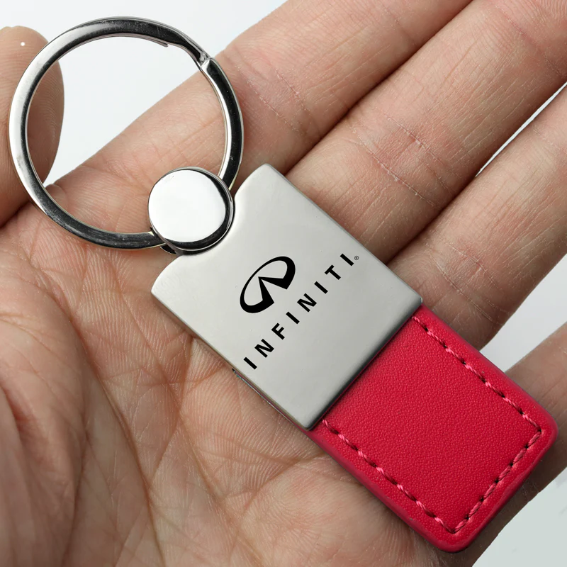 For INFINITI Logo Rectangular Authentic Red Leather Key Fob Keychain Key Tag New - Image 6