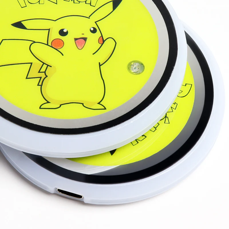 For POKEMON Switchable 7 Color LED Cup Holder Car Button Mat Atmosphere Light 2PCS - Image 3