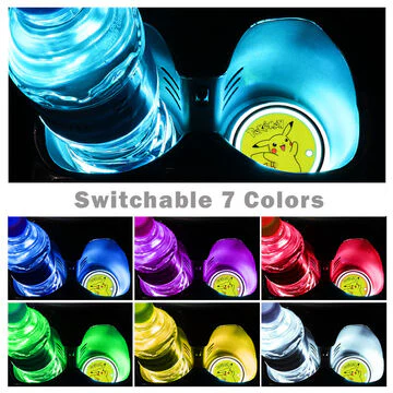 For POKEMON Switchable 7 Color LED Cup Holder Car Button Mat Atmosphere Light 2PCS - Image 4