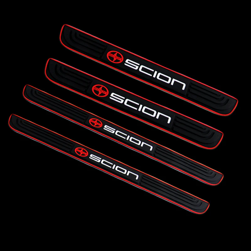 For SCION Red trimmed Rubber Car Door Scuff Sill Cover Panel Step Protector 4PCS NEW - Image 2