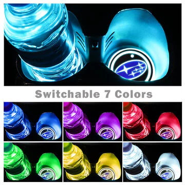 For SUBARU Switchable 7 Color LED Cup Holder Car Button Mat Atmosphere Light 2PCS - Image 2