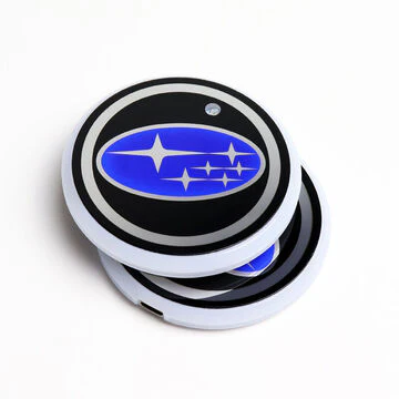 For SUBARU Switchable 7 Color LED Cup Holder Car Button Mat Atmosphere Light 2PCS - Image 3