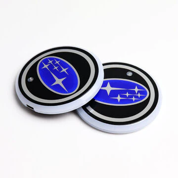 For SUBARU Switchable 7 Color LED Cup Holder Car Button Mat Atmosphere Light 2PCS - Image 4