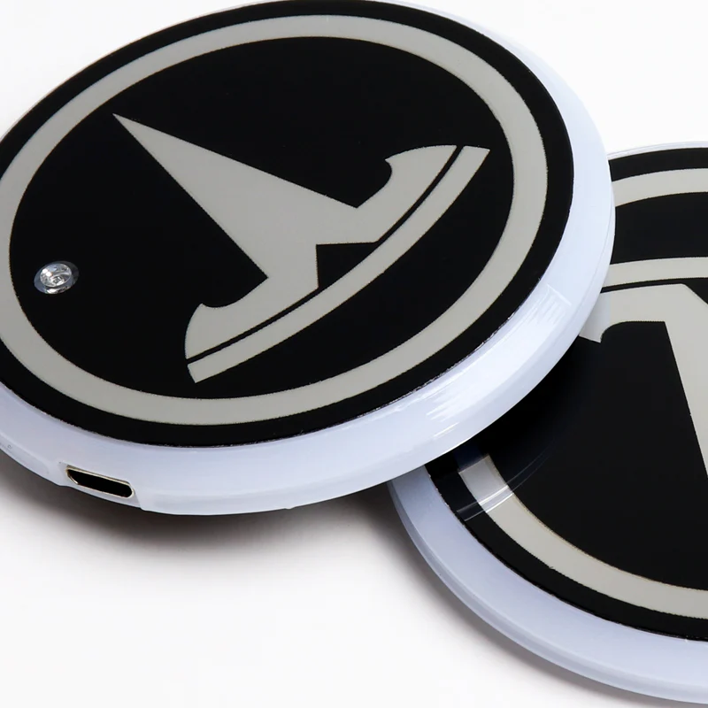 For TESLA Switchable 7 Color LED Cup Holder Car Button Mat Atmosphere Light 2PCS - Image 4