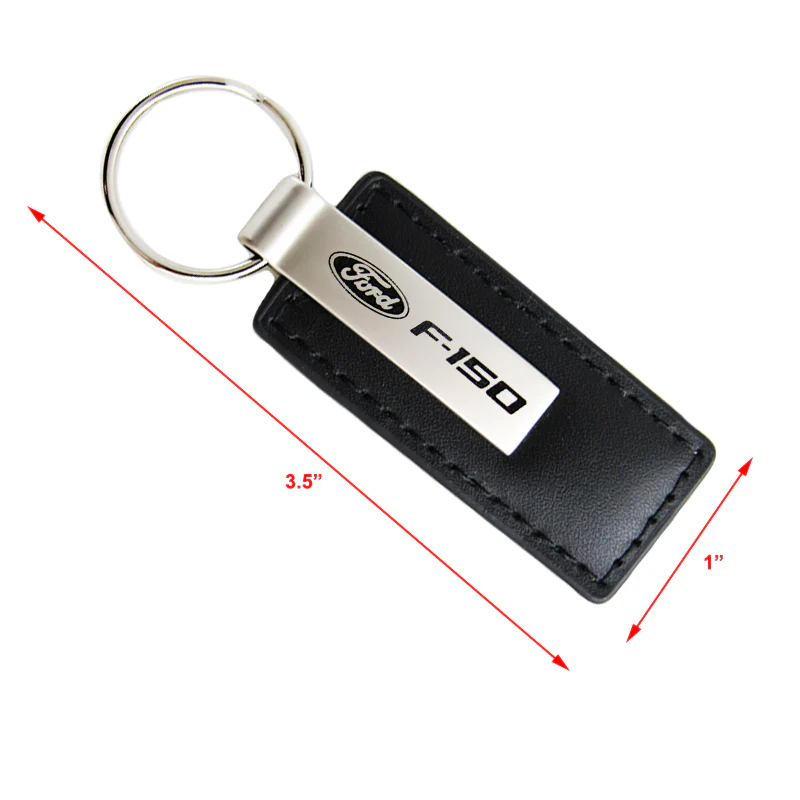For Ford F-150 F150 Key Ring Black Leather Rectangular Keychain - KC1540.F15 - Image 2