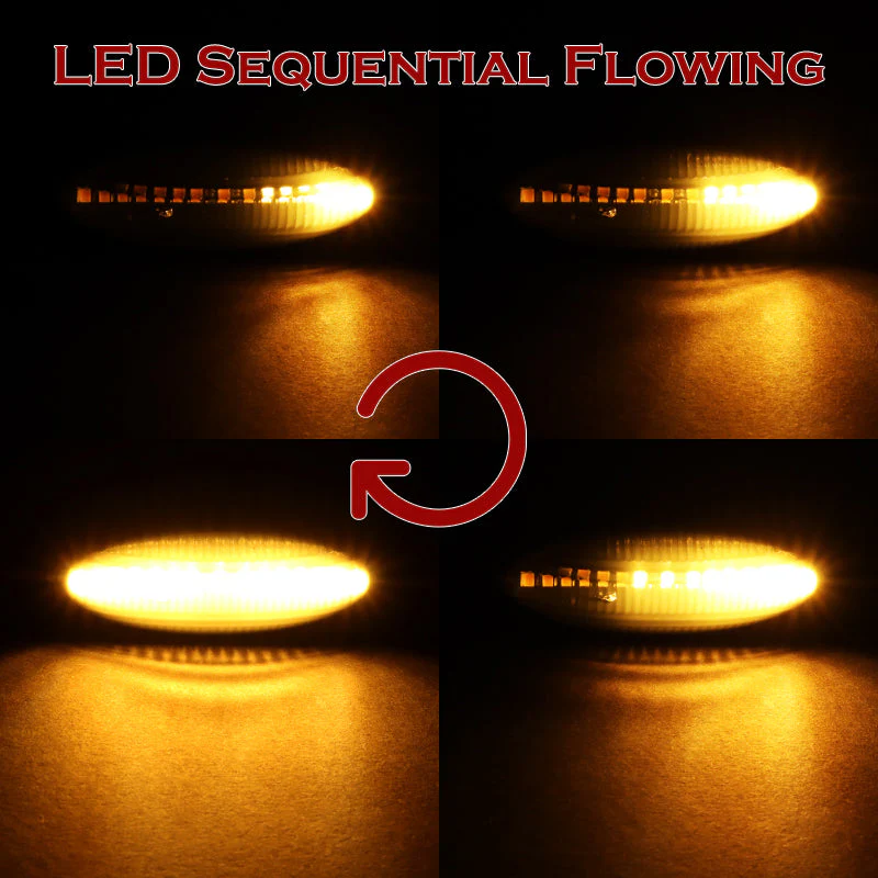 Toyota Set of Corolla RAV-4 Yaris Smoke Sequential LED Signal Side Marker Lights with Seatbelt Covers - Image 4