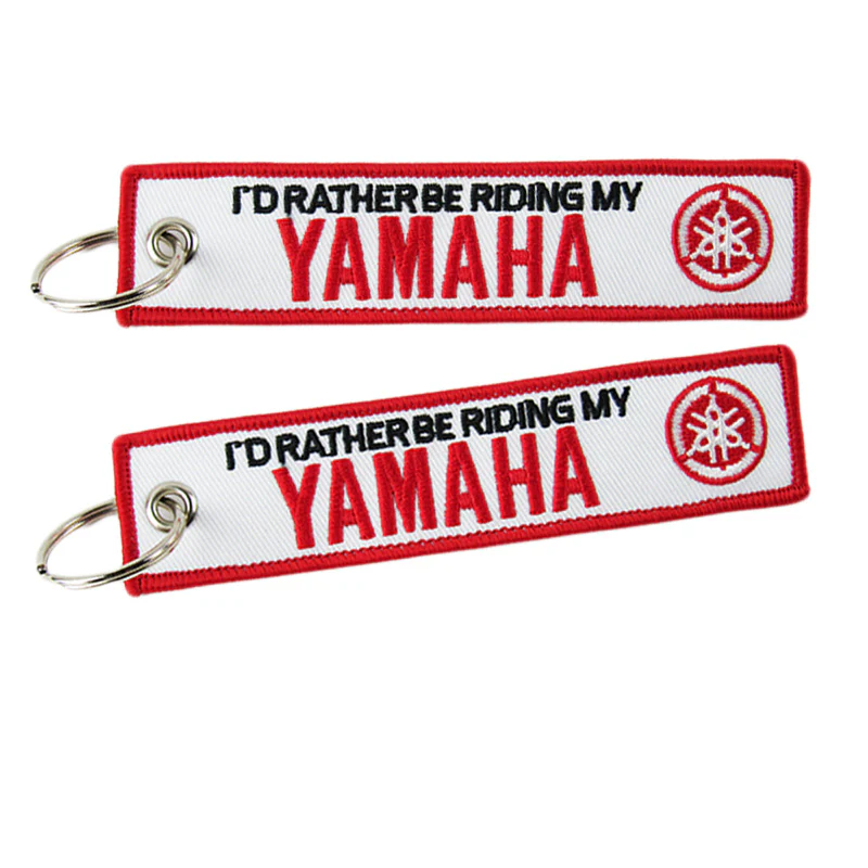 For YAMAHA DOUBLE SIDED EMBROIDERED WHITE KEY TAG KEYCHAIN CELL HOLDERS KEY RING X2 - Image 2